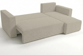 SMART BOUCLE L alakú kihúzható, megfordítható sarokkanapé 232x143 cm, szürkésbézs