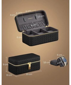 3 nyílásos óra utazótok, óradoboz 3 órához, tinta fekete felület, palaszürke bélés