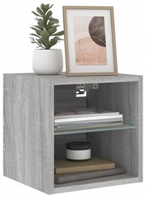 2 db szürke sonoma fali TV-szekrény LED-ekkel 30x28,5x30 cm
