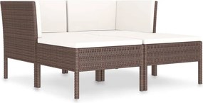 vidaXL 4 részes barna polyrattan kerti bútorszett párnákkal