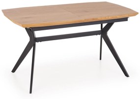 Asztal Houston 1661Fekete, Arany tölgy, 76x90x140cm, Hosszabbíthatóság, Közepes sűrűségű farostlemez, Fém