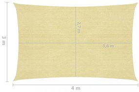 bézs HDPE napvitorla 160 g/m² 3 x 4 m