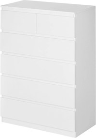 HOMCOM Modern Fiókos Komód 6 Fiókkal, Fa Fiókos Szekrény, Hálószobai Komód Bejárathoz, Nappalihoz, Irodához, Terhelhetőség: 50 kg, Méret: 80x39x115 cm