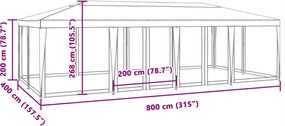 Kék HDPE rendezvénysátor 12 hálós oldalfallal 8 x 4 m