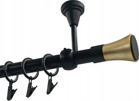 Egyrudas Fém függönykarnis, Mennyezeti, 19mm, Matt Fekete, 200cm, Trapez Black&amp;gold (Fekete és Arany Trapéz)
