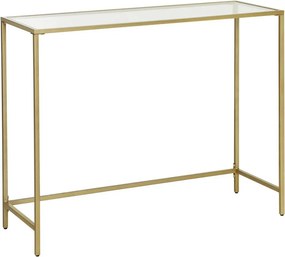 Konzolasztal fém vázzal edzett üveglappal, arany 100x35x80cm