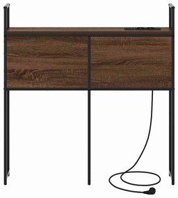 Tárolós Fejtámla Töltő Állomással barna tölgy 75 cm Faanyag