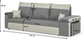 NEVADA Háromszemélyes kinyitható kanapé Világosszürke/krém