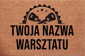 Kókusz Lábtörlő az autószerelő műhely ajtaja alá az Ön neve