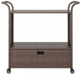 barna polyrattan bárkocsi fiókkal 100 x 45 x 97 cm