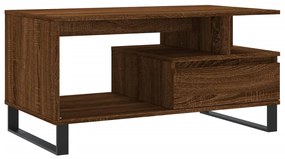 Barna tölgyszínű szerelt fa dohányzóasztal 90x49x45 cm