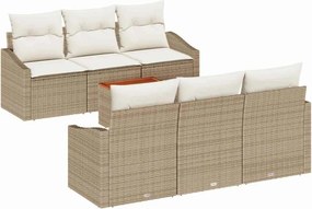 vidaXL Kerti Kanapé Szett tárolóval 7 pcs Beige és krém polirattan