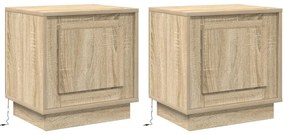 Éjjeli szekrények LED világítással 2 db Sonoma tölgy 44x34,5x45 cm
