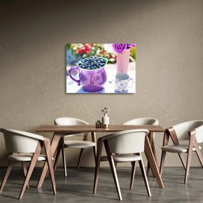 Kép - áfonyák a bögrében (üvegen) (70x50 cm)