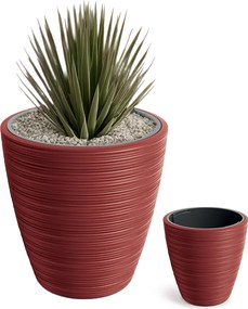 Kerti Kaspó Kerek 30X30 CM, Teraszra Való Betéttel, Piros