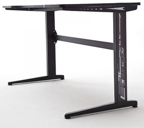 mcRACING Basic 2 gamer íróasztal fekete karbon optika borítással és beépített LED világítással