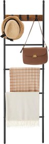 Dekoratív létrapolc, törölközőtartó, 5 szintes, 44 x 160 cm, barna és fekete