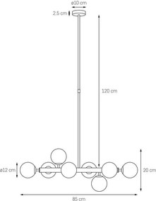 Kaspa CUMULUS 2 10753803 Függőlámpa 8x9W/E14 IP20