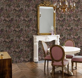 Holden Decor Tales of the Manor Lysandra bordó-lila virágos vlies tapéta – 91922