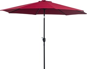 Outsunny Bordó Kerti Napernyő Ø295x250 cm Krékkel, Kültéri Árnyékoló Dőlésszög Mechanizmussal és Leszerelhető Fém Oszloppal Teraszra, Medencéhez | Aos