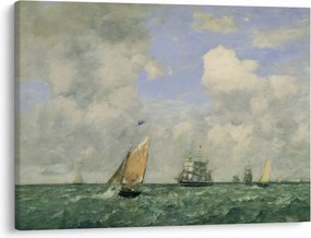 Kép - Eugène Boudin, Ships and Sailing Boats Leaving Le Havre, reprodukciók (70x50 cm)