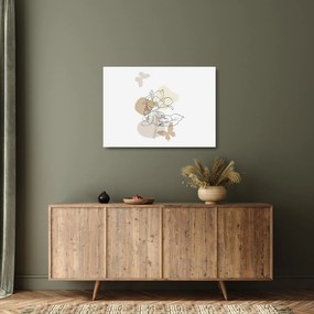 Üveg kép - Bézs virágok pillangóval N⁰1 (70x50 cm)