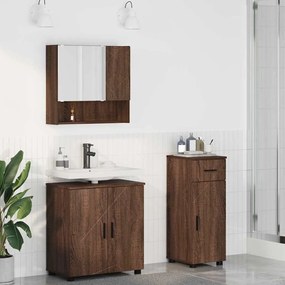 Fürdőszoba bútor szett 3 pcs barna tölgy 61 x 35 x 64 cm
