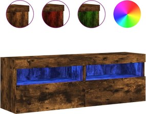 vidaXL 2 db füstös tölgy fali TV-szekrény LED-ekkel 60x30x40 cm