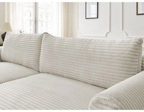 Krémszínű kordbársony kinyitható sarokkanapé (bal oldali) Lucien – Bobochic Paris