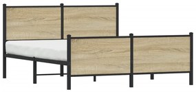 sonoma tölgy színű fém ágykeret matrac nélkül 150 x 200 cm
