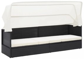 fekete polyrattan kerti kanapé napellenzővel