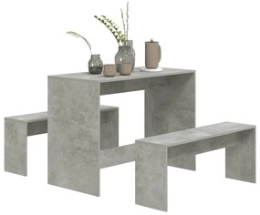 3 részes betonszürke szerelt fa étkezőgarnitúra