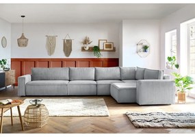 Világosszürke kordbársony sarokkanapé (jobb oldali) Nihad modular – Bobochic Paris