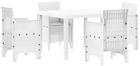 vidaXL Kert étkező szett 5 pcs Fehér Polipropilén