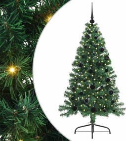 vidaXL Mesterséges, előre világított karácsonyi fa Zöld 150 cm PVC