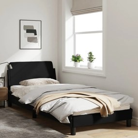fekete szövet ágykeret fejtámlával matrac nélkül 90x190 cm