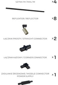 Zuma Line 3582 - TUBE sínrendszerű 8xGU10/35W/230V spotlámpa, fekete/arany