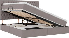 vidaXL Ágy tárolóval és LED lámpával Tópszínű 180 x 200 cm Poliészter
