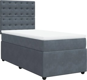 vidaXL sötétszürke bársony rugós ágy matraccal 90x190 cm