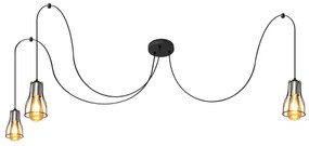 Csillár zsinóron TUBE LONG 3xE27/15W/230V fekete/króm
