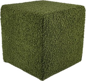 Négyzet alakú puff rolf teddy bouclé bárány szín sötétzöld