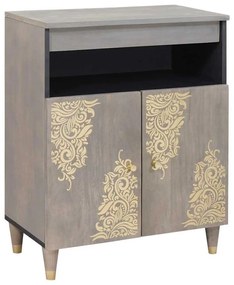Széf polcokkal Szürke és Arany 60 x 33.5 x 75 cm Tömör mangófa