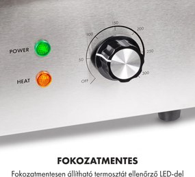 Klarstein Grillmeile 3000GR, elektromos grill, 3000 W, grill lap, 54,5 x 35 cm, sima/bordás
