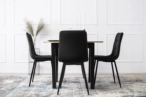 Étkezőgarnitúra 4 db. Fekete Bársony Peru székkel. Bővíthető asztal HARRY 102-142 cm