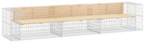 tömör fenyőfa gabion kerti pad 347x71x65,5 cm