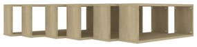 6 db sonoma tölgy szerelt fa négyszögű fali polc 60x15x23cm