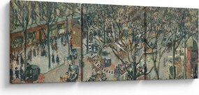 Kép - Camille Pissarro, Boulevard des Italiens, Morning, Sunlight, reprodukciók (órával) (90x30 cm)