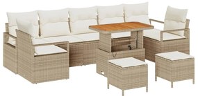 vidaXL Kerti Kanapé Szett párnával 10 pcs Bézs polirattan