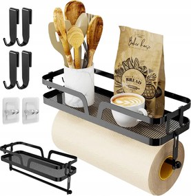 Fűszertartó Állvány,falra Szerelhető, Konyhai Tekercses Papírtartóval És 2 Akasztóval