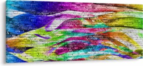 Kép - Téglafal színes lángokkal (120x50 cm)